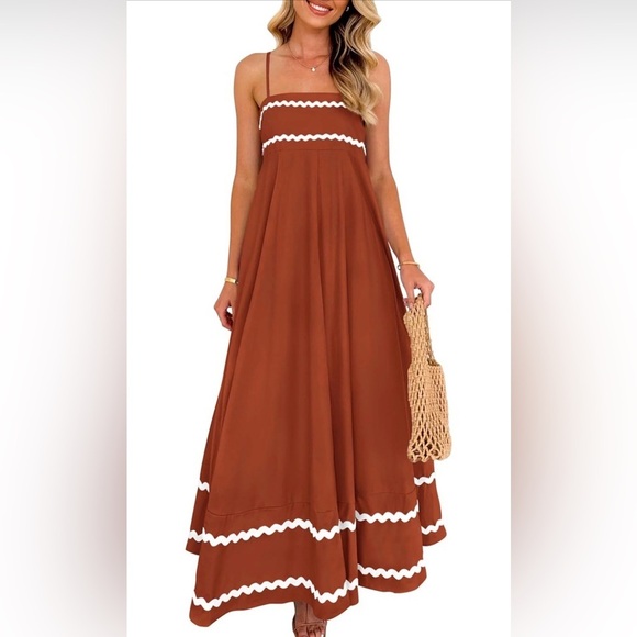None Dresses & Skirts - 🆕 Casual Sleeveless Spaghetti Strap Ruffle Beach Long Dress